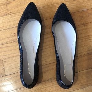 All Black Footwear Glitter Pointed Flats